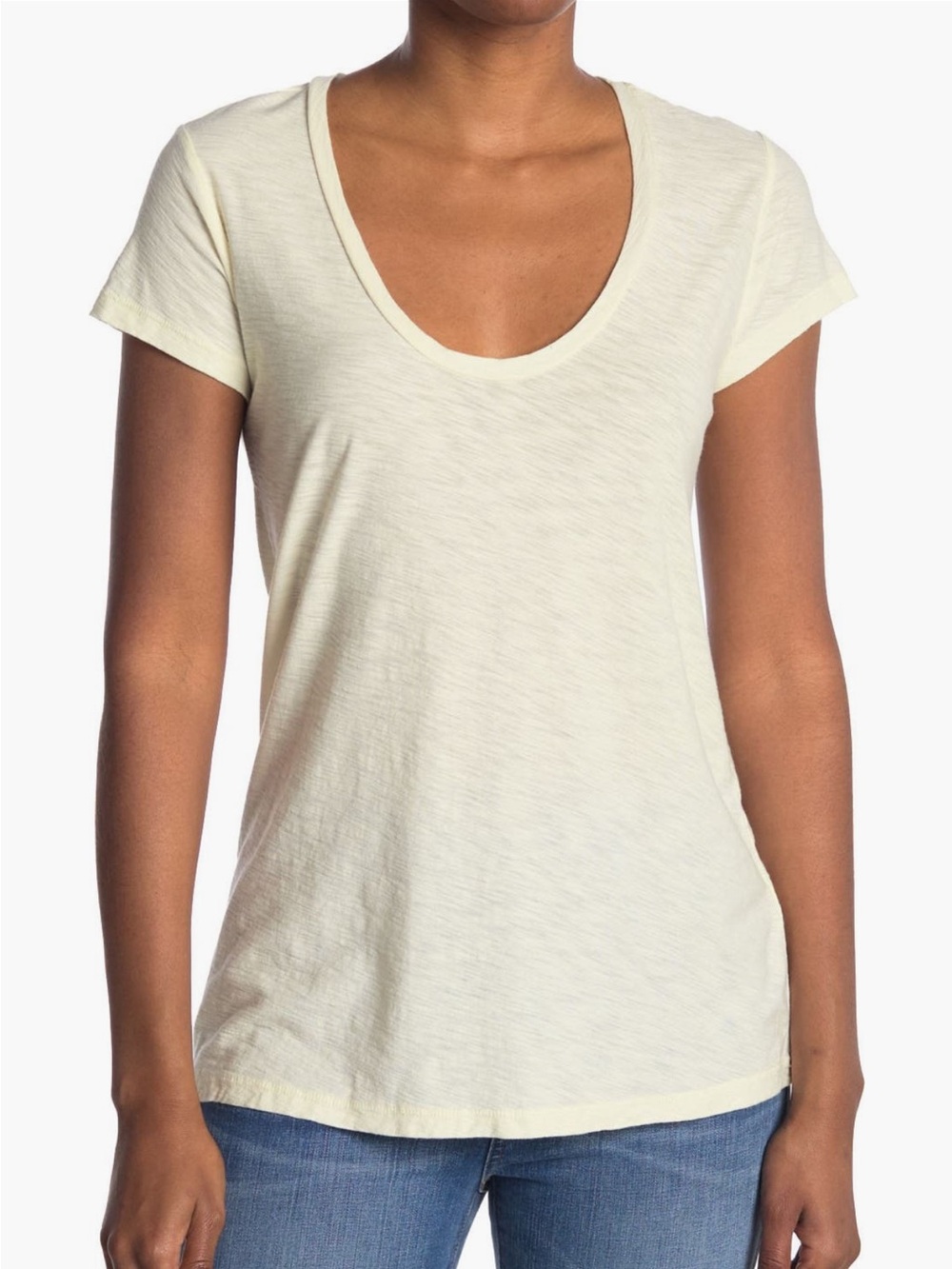 James Perse NWT Deep V-Neck Tee Shirt Naples Yellow Size Large